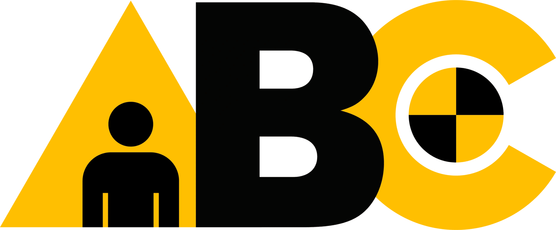 A black and yellow letter b on top of a green background.