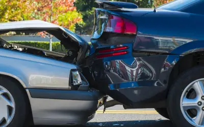 A car that has been hit by another car.